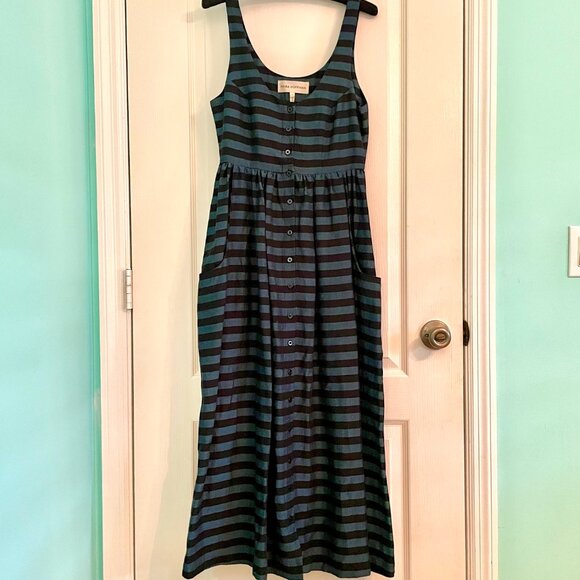 Mara Hoffman Annie button-down midi dress in indigo and black - Picture 2 of 7